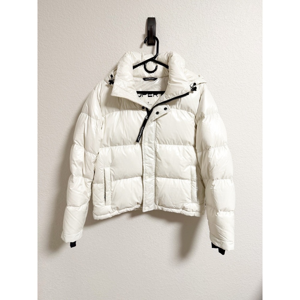 Aritzia The Super Puff Shorty White High Gloss Down Puffer Jacket Women Small